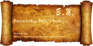 Beretzky Márkus névjegykártya